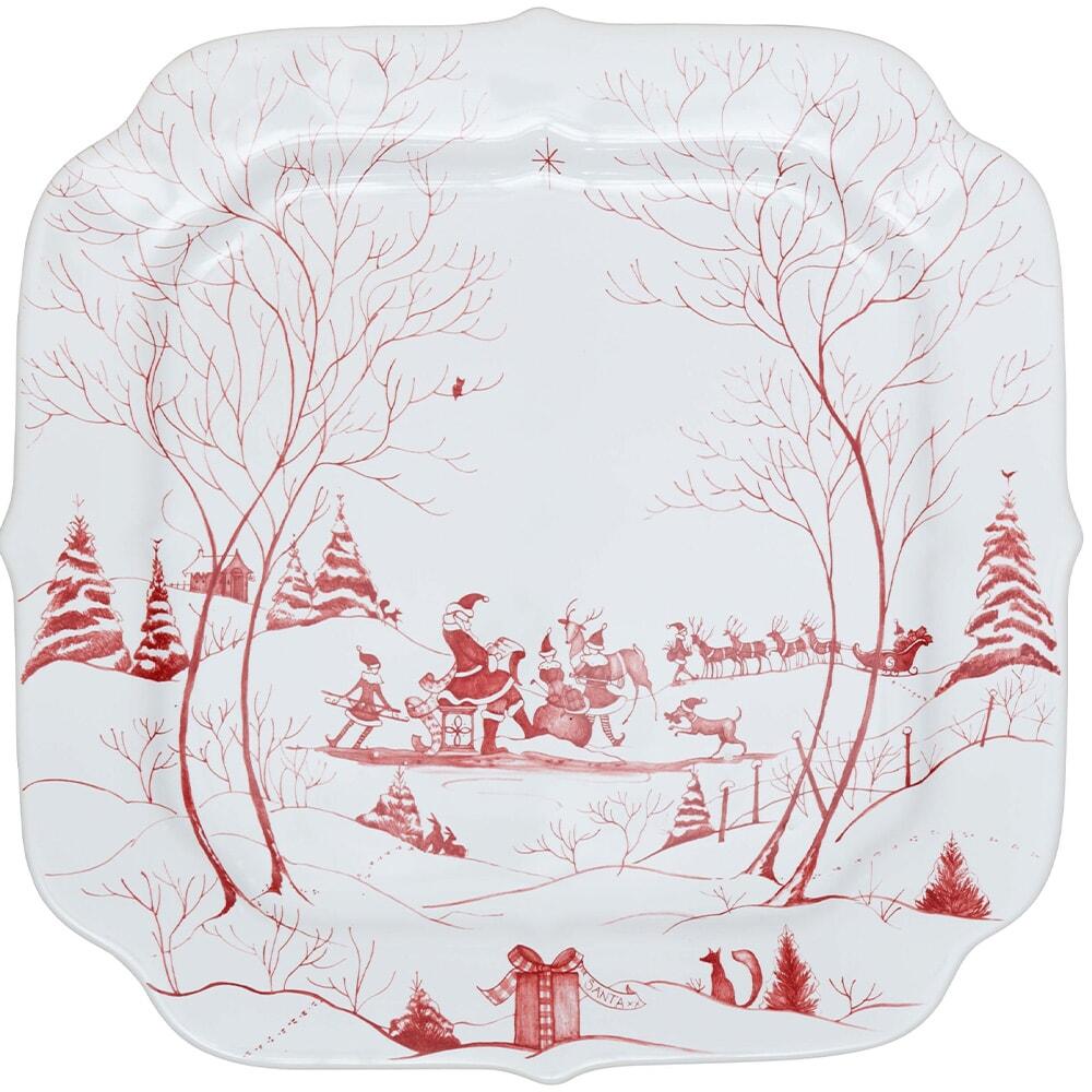 Country Estate Winter Frolic Ruby Santa's Cookie Tray Naughty and Nice List main image 0
